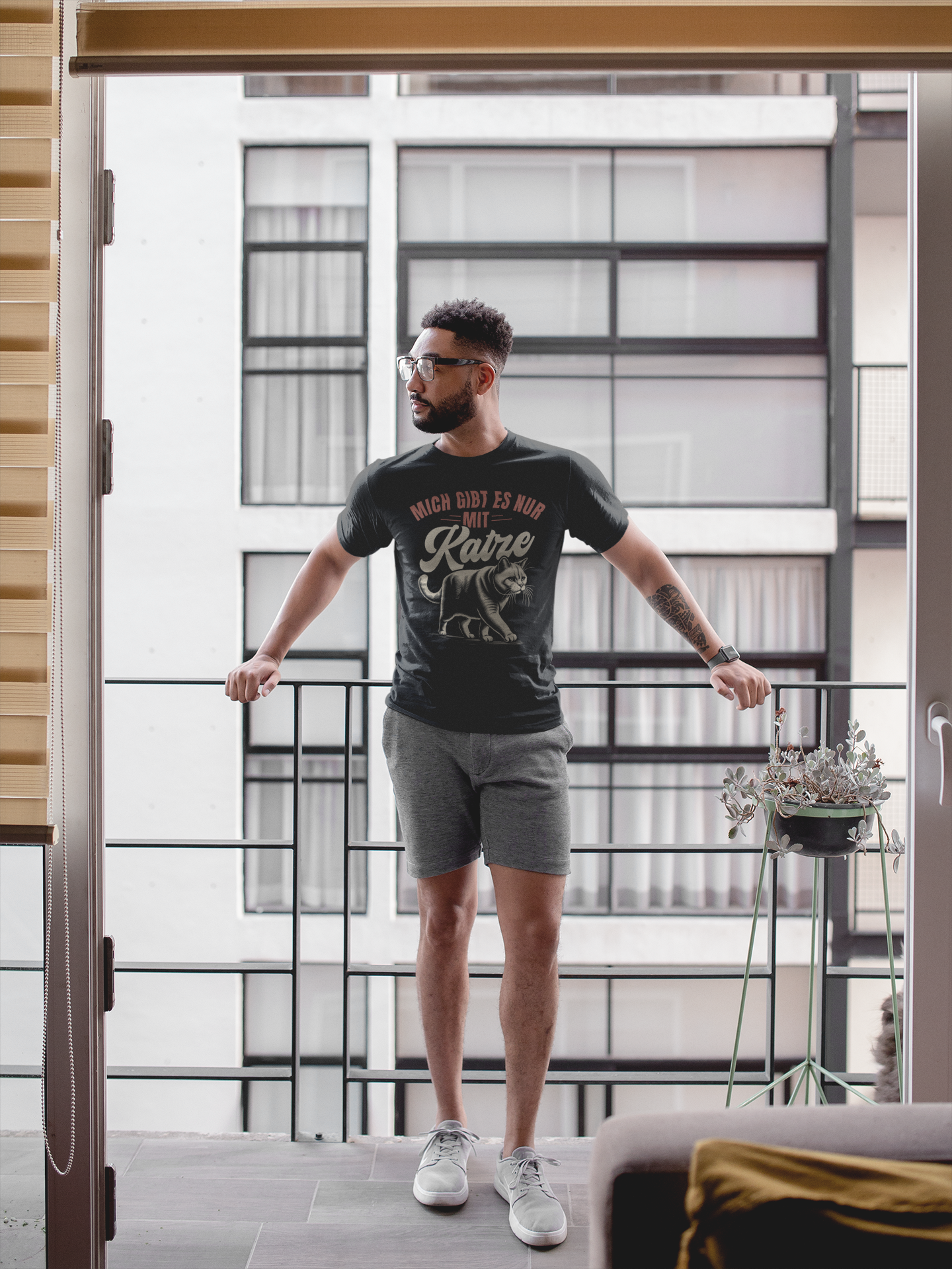 Mich gibt es nur mit Katze -  Herren T-Shirt