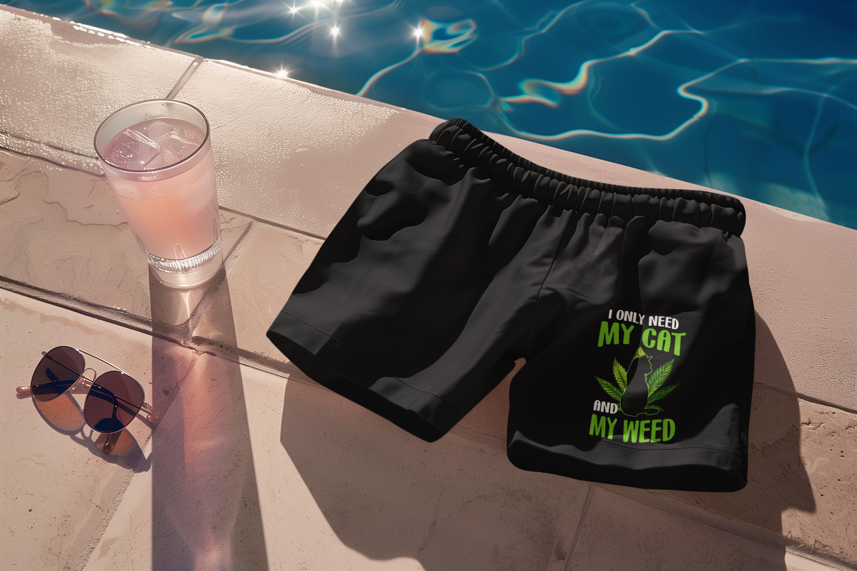 Cat and Weed - Badehose