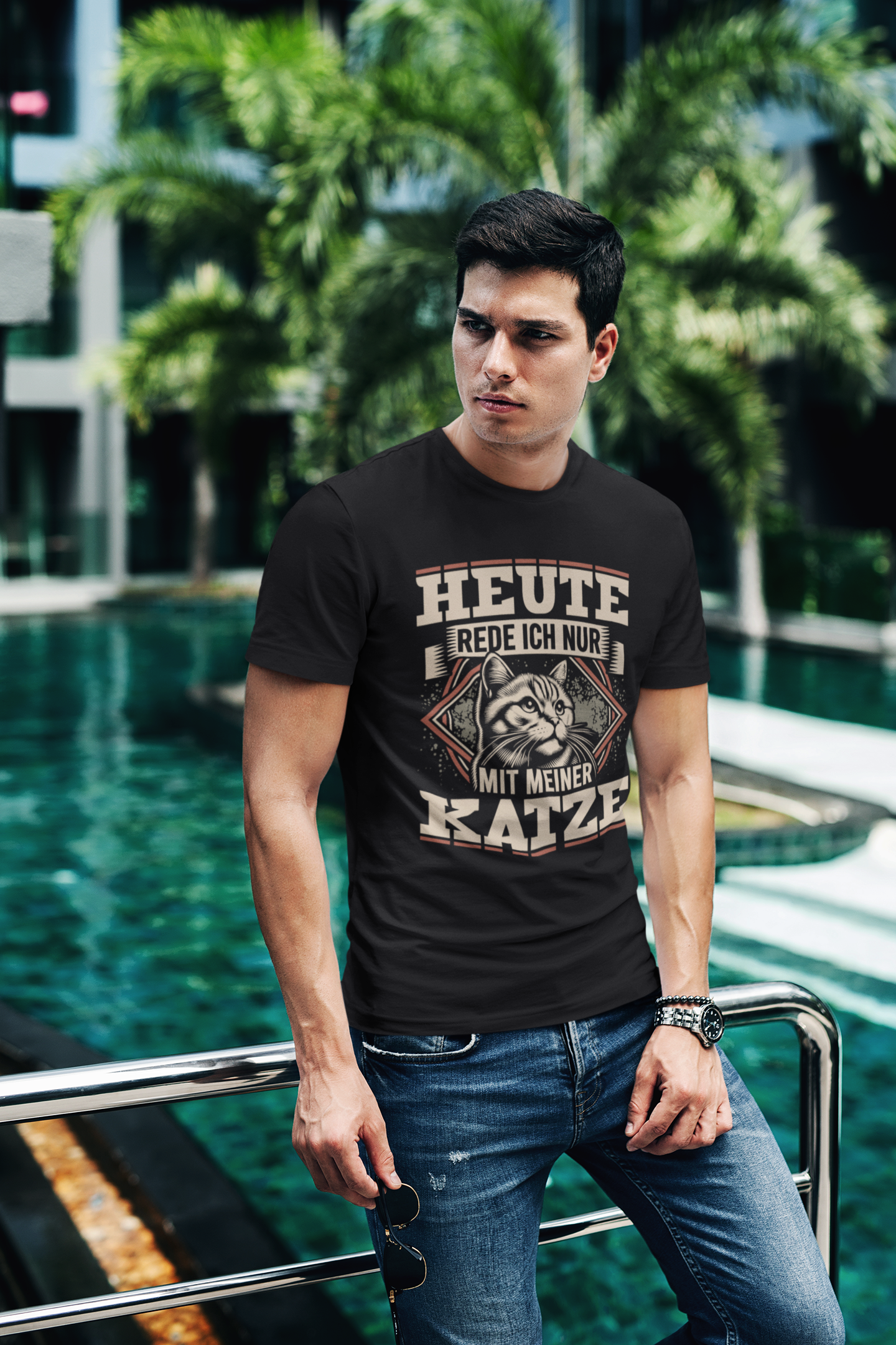 Rede nur mit meiner Katze -  Herren T-Shirt